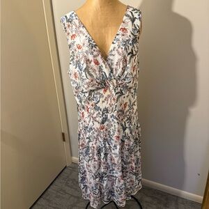 Connected Apparel White and Red Floral Midi Dress